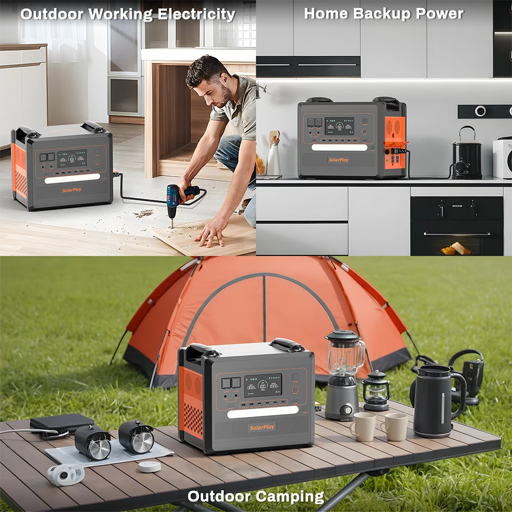 SOLARPLAY Portable Power Station 2500W/2300Wh Solar Generator with 4 AC Outlets (4800W Peak) Large Capacity Emergency Power - Image 4