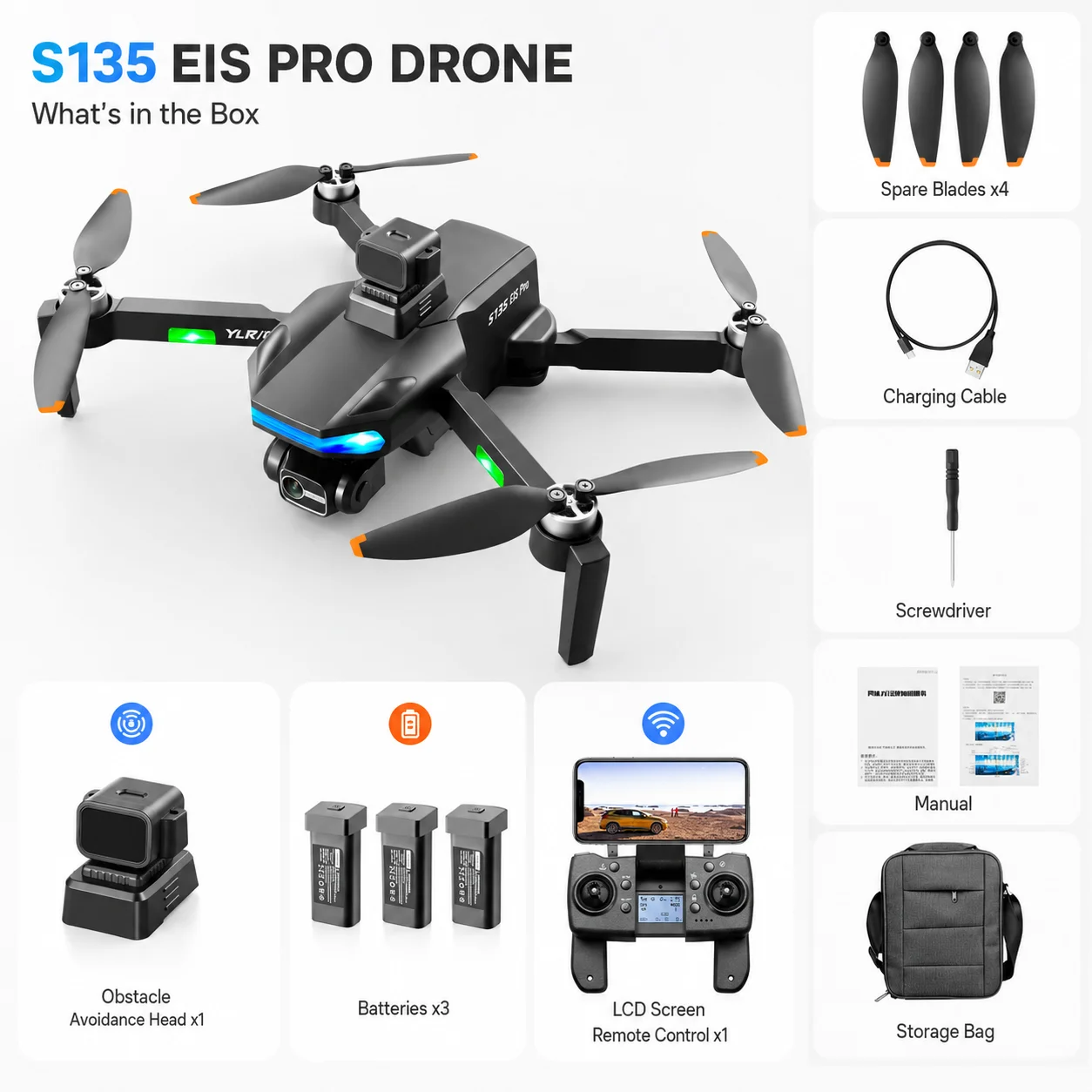 ZNLYRION S135 EIS PRO Drone with GPS Auto Return 8K HD Camera 360° Obstacle Avoidance, 5G WIFI FPV Brushless Motor - Image 6