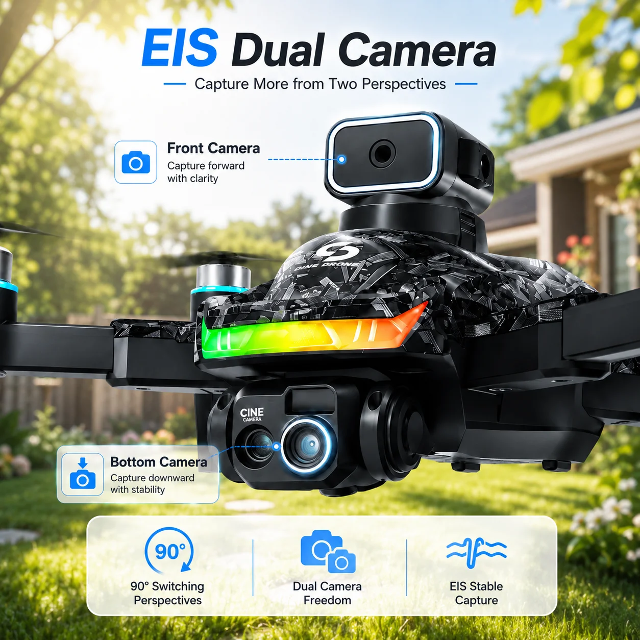 RC Drone Brushless Motor Low Noise Operation 360° Flip Dual HD Camera Smart Obstacle Avoidance Wifi 2.4G Screen Controller Drone Toy - Image 6
