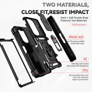 For Samsung Galaxy Z Fold 6 5 4 Phone Cases with Slide Lens Protective Cover Shockproof Camera Protector Case for Z Fold 6 5 4 - Thumbnail Image 4