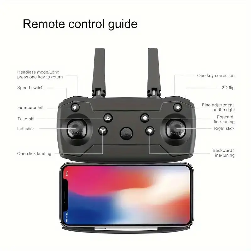 E88 Pro MAX Drone Offers Optional Screen Remote Control / Regular Remote Control / 3PS Battery, Dual Cameras, Two Batteries, Brushless Motor, Obstacle Avoidance Function, Foldable Quadcopter. LED Lights. Ideal Gift. Suitable for Beginners. - Image 4