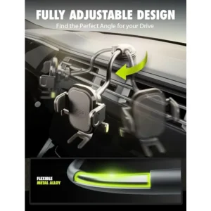 One Click Flexible Cell Phone Car Holder, 360 Rotation Dual Mount Dashboard and Vent for All iPhone, Android and Smartphone, - Thumbnail Image 2