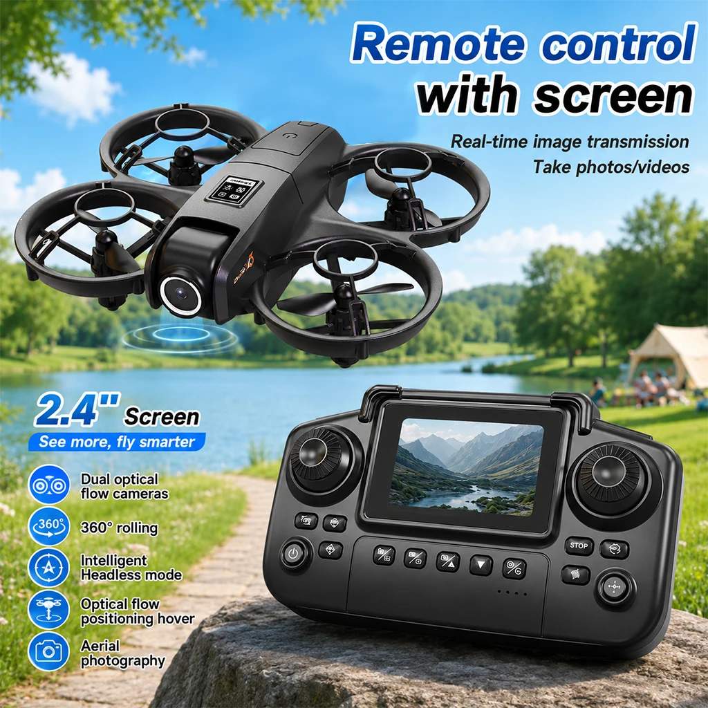 LY3 Portable Drone Dual Camera Aerial PLY3 Portable Drone Dual Camera Aerial Photography 2.4 Inch Screen Remote Control WIFI Image Transmissiohotography 2.4 Inch Screen Remote Control WIFI Image Transmission Optical Flow Hover Full Protection RC Drone Toy - Image 1