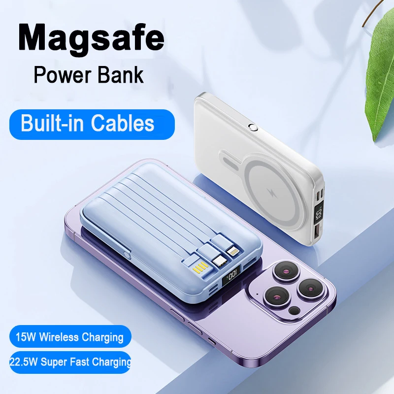 10000mAh Wireless Magnetic Power Bank Portable 22.5W Fast Charging For iPhone 17/16/15/14/13/12 Series Mobile Power with Back Clip and Bracket Desktop Charger - Image 3