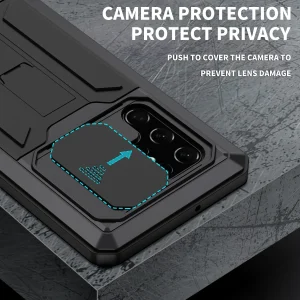 Military Grade Full-Body Rugged for Samsung Galaxy S24 S23 S22 Ultra Plus Case Built-in Kickstand Slide Camera Protective Cover - Thumbnail Image 2