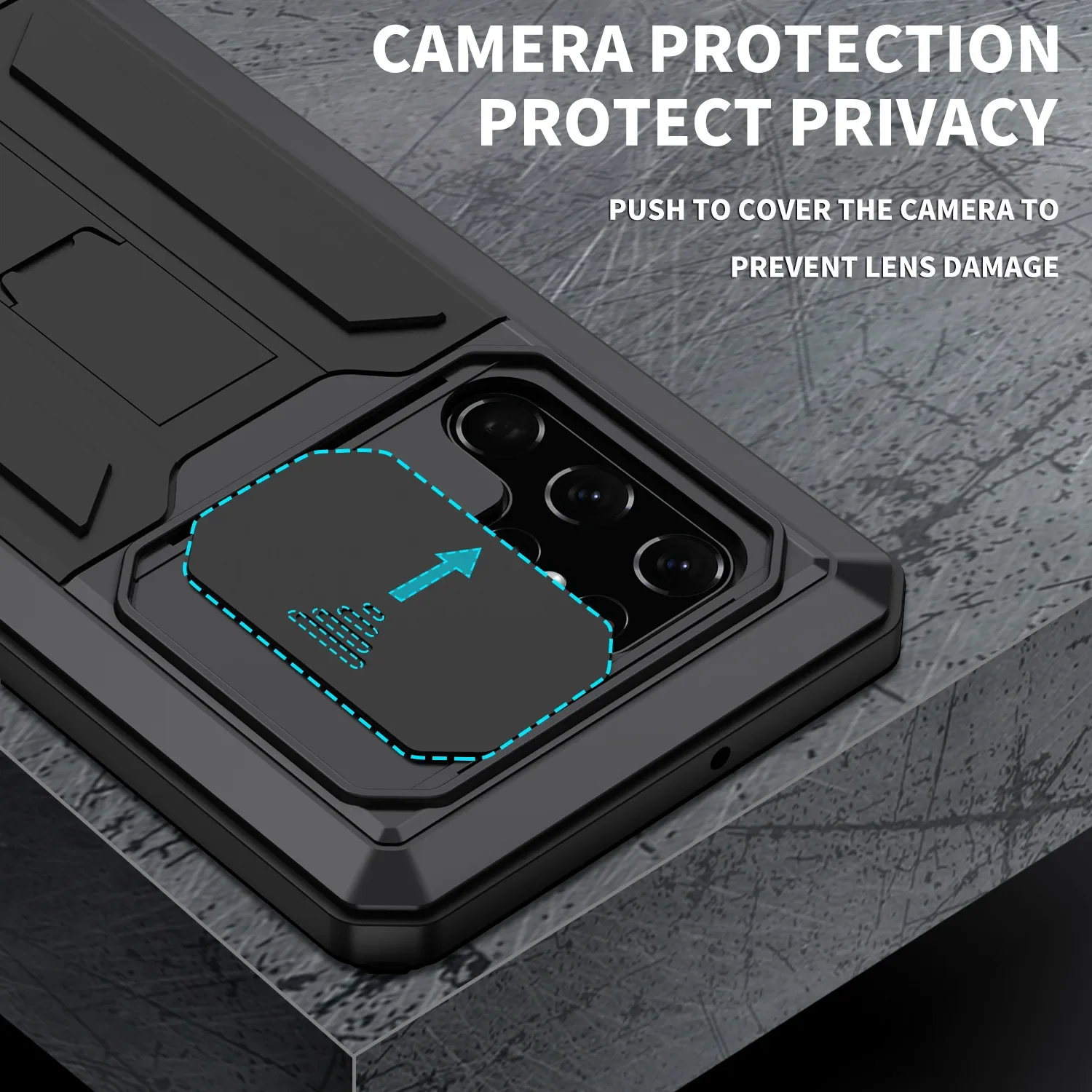 Military Grade Full-Body Rugged for Samsung Galaxy S24 S23 S22 Ultra Plus Case Built-in Kickstand Slide Camera Protective Cover - Image 2