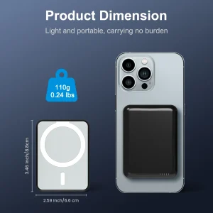 Magnetic Power Bank Portable 5000mAh Wireless Charger 20W With USB-C Cable For IPhone 16/15/14/13/12 Pro/Pro Max/Plus/Mini - Thumbnail Image 2