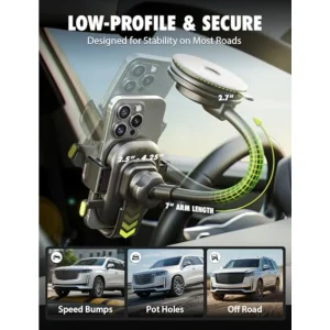 One Click Flexible Cell Phone Car Holder, 360 Rotation Dual Mount Dashboard and Vent for All iPhone, Android and Smartphone, - Thumbnail Image 5