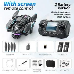 RC Drone Brushless Motor Low Noise Operation 360° Flip Dual HD Camera Smart Obstacle Avoidance Wifi 2.4G Screen Controller Drone Toy - Thumbnail Image 7