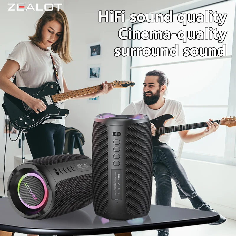 Zealot-S61 Bluetooth Speaker,with IPX6 Waterproof Protection and Outdoor Bass Sound for Backyard and Beach Party,10W Loudspeaker - Image 6