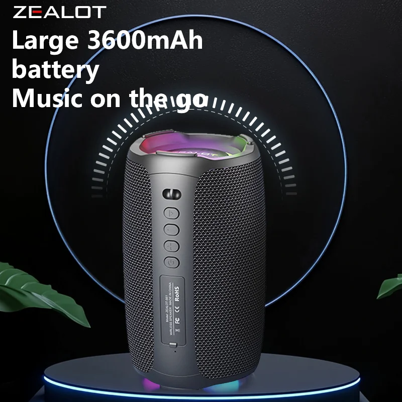 Zealot-S61 Bluetooth Speaker,with IPX6 Waterproof Protection and Outdoor Bass Sound for Backyard and Beach Party,10W Loudspeaker - Image 4