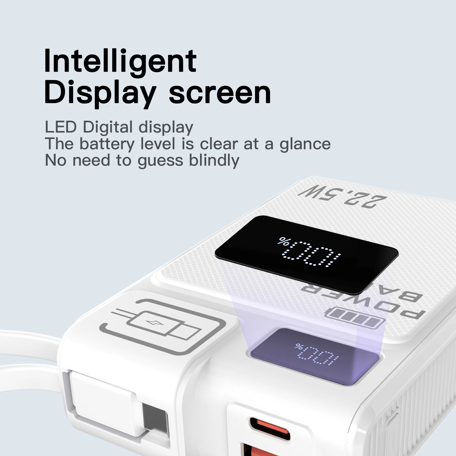 TQQDCI 10000mAh Portable Power Bank PD-C22.5W Dual Charge with Fast Charging Type-C Cable Compatible with iPhone And Samsung - Image 3