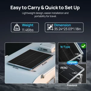 ECO-WORTHY 200W Solar Panel N-Type, 2PCS 100 Watt 12V Solar Panel with 25% Efficiency,200W N-Type 16BB Solar Panels for RV,Marine, Rooftop,Trailer Camper,Farm and Other Off-Grid System - Thumbnail Image 6