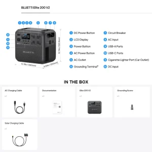 BLUETTI Elite 200 V2 Portable Power Station 2600W 2073.6Wh High Capacity Solar Generator for Outdoor Camping - Thumbnail Image 3