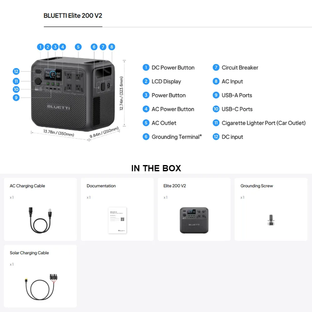 BLUETTI Elite 200 V2 Portable Power Station 2600W 2073.6Wh High Capacity Solar Generator for Outdoor Camping - Image 3