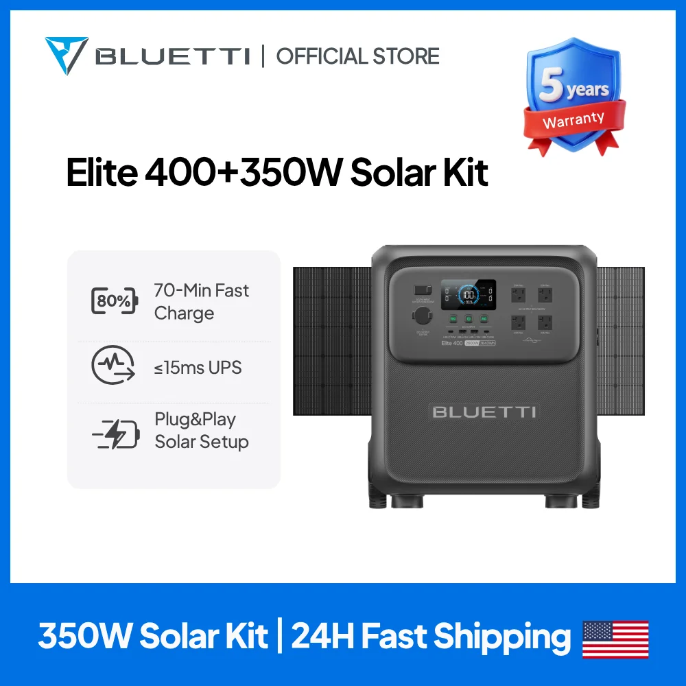 BLUETTI Elite 400 3840Wh Solar Generator with 200W/350W Solar Panels Kit High Capacity Portable Power Station for Home Backup - Image 1