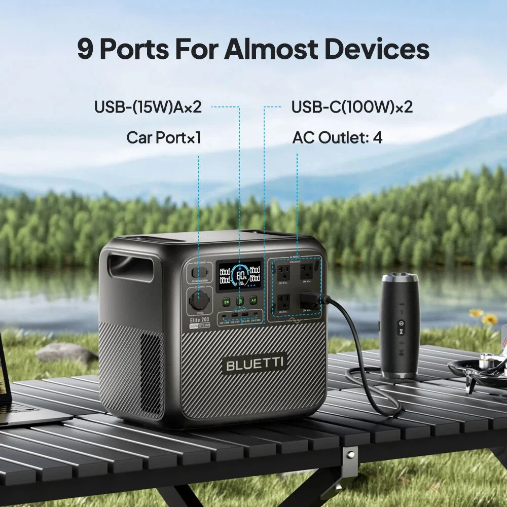 BLUETTI Elite 200 V2 Portable Power Station 2600W 2073.6Wh High Capacity Solar Generator for Outdoor Camping - Image 5