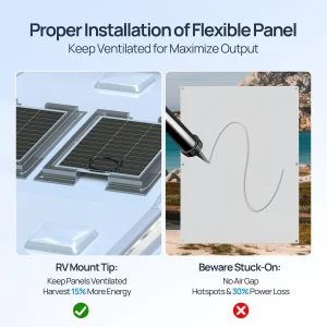 ECO-WORTHY 130 Watt 12BB Flexible Solar Panels,23.5% High-Efficiency Waterproof Monocrystalline Lightweight Solar Panel for RV - Thumbnail Image 5