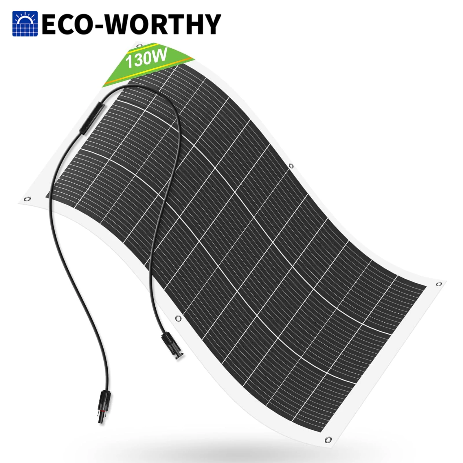 ECO-WORTHY 130 Watt 12BB Flexible Solar Panels,23.5% High-Efficiency Waterproof Monocrystalline Lightweight Solar Panel for RV - Image 1