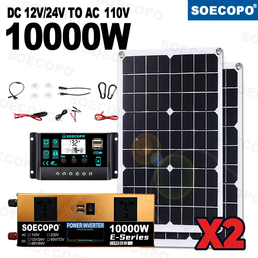 Build Your Own 10,000W Peak Solar Generator, Batteries Sold Separately. This Is A Solar Generator Kit 1000W Photovoltaic System (2x500W Panels) Inverter 12V 110V 100A Controller Home - Image 5
