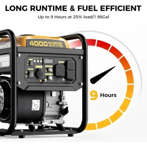 Portable 4000W Gas Inverter Generator, 208cc, 3200W Running Watts, 30A Outlet, 9-Hour Runtime, 55-lb Open-E Design - Thumbnail Image 6