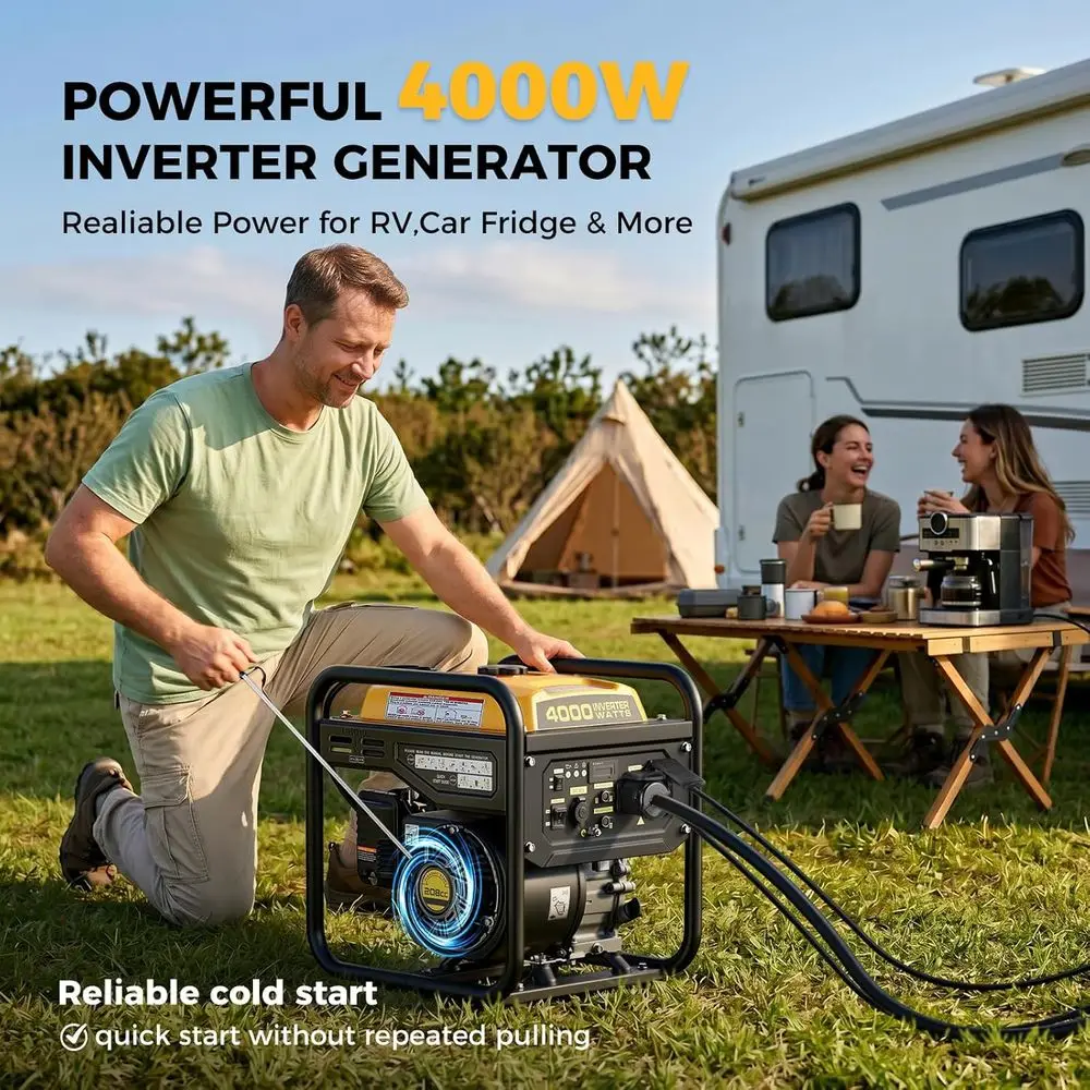 Portable 4000W Gas Inverter Generator, 208cc, 3200W Running Watts, 30A Outlet, 9-Hour Runtime, 55-lb Open-E Design - Image 2
