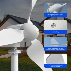 US 5000W Horizontal Wind Turbine 12V/24V/48V Low-Noise Household 220V Gentle Breeze Starter With Free Charging Controller - Thumbnail Image 2
