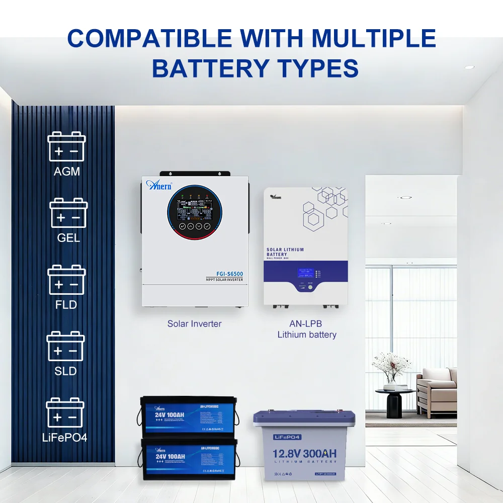 Anern 220V~240V Off-Grid 12Kw Hybrid Solar Inverter Mppt 120A 48V Pure Sine Wave Solar Inversor for Home Electrical System - Image 7
