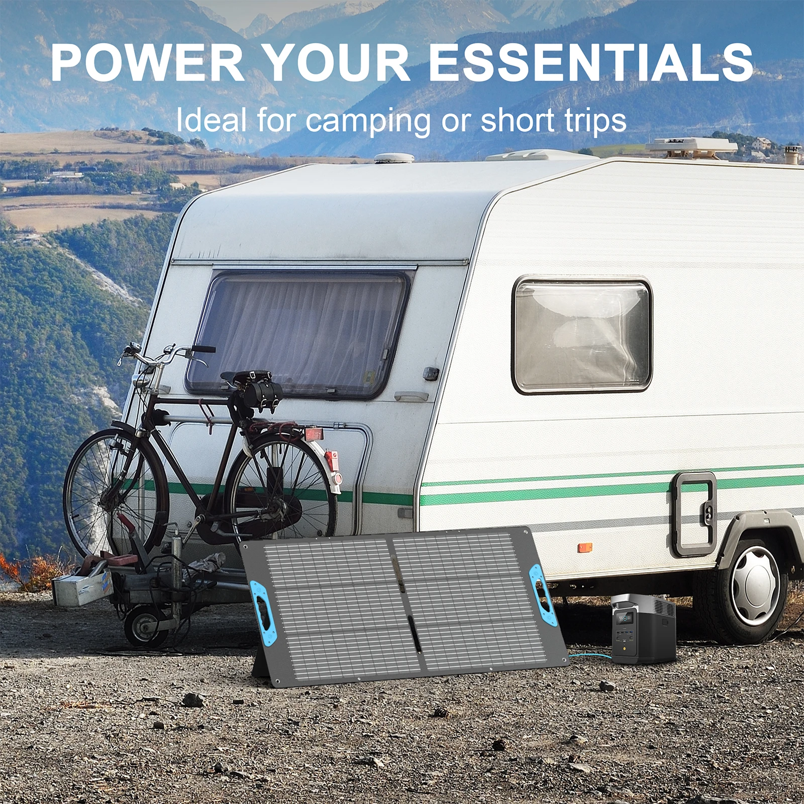 E-POWO 110W Bifacial Portable Solar Panel for Power Station, High Efficiency Foldable Solar Panels Charger, USB-A &Type-C Output, IP67 Waterproof for RV, Outdoor Camping, Off Grid Blackouts - Image 3