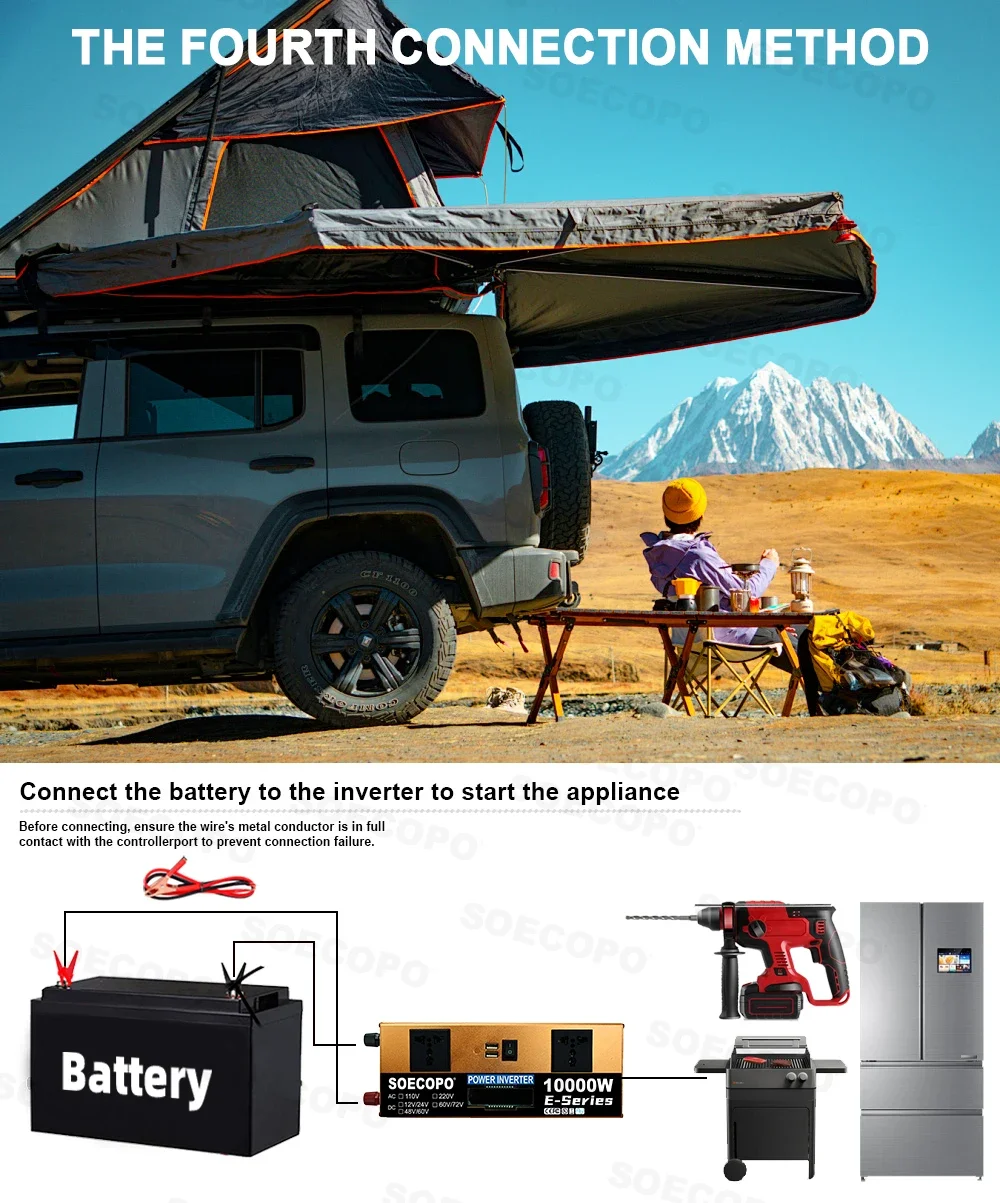 SOECOPO 10,000W Peak 1100W Rated Solar Power System Kit 200W Solar Panel 100A Charge Controller DC 12V to AC 110V Inverter LCD Dual USB for Home RV Camping Off Grid Emergency Backup - Image 8