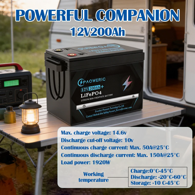 3 Pack /2 Pack/1 Pack 12.8V 200Ah LiFePO4 Lithium Iron Phosphate Battery Built-in BMS Deep Cycle Rechargeable Lithium Battery for Solar Panel RV Camper Boat Yacht Off-Grid Household Energy Storage - Image 2
