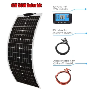 XINPUGUANG 50 Watt 12V 100 Watt Complete Solar Panel Kit OR Solar Panels for Charge 50W / 100W Off Grid Applications 12V 24V - Thumbnail Image 7