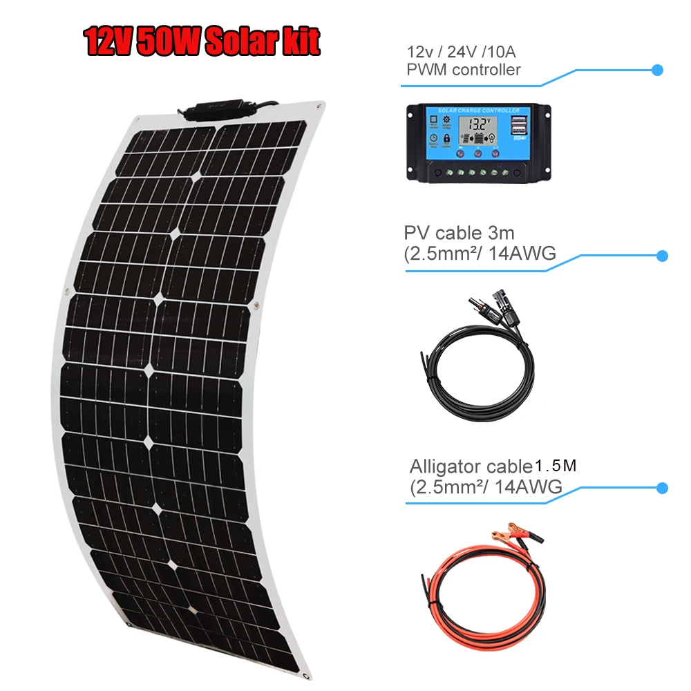XINPUGUANG 50 Watt 12V 100 Watt Complete Solar Panel Kit OR Solar Panels for Charge 50W / 100W Off Grid Applications 12V 24V - Image 7