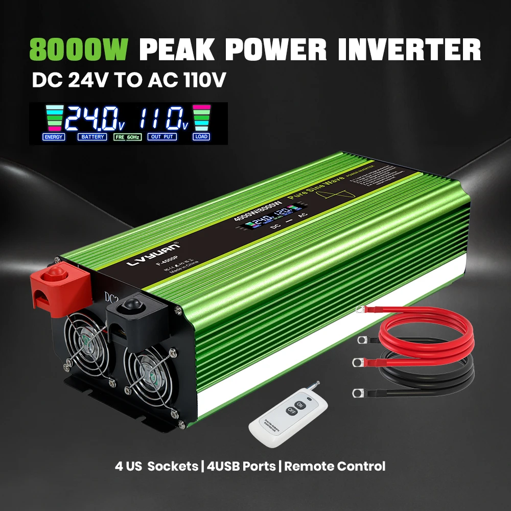 LCD 4KW 6KW 8KW Pure Sine Wave Inverter DC12V to AC110V Voltage Converter Solar Panel Inverter For Power Generation - Image 1