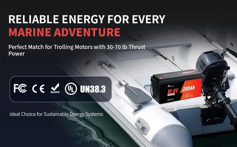 RVLithTime 12V 200Ah LiFePO4 Deep Cycle Battery 2560Wh with 200A BMS Low Temperature Cut-off 6000+ Cycles IP65 Waterproof Lithium Battery for RV Marine Travel Trailer & Off-Grid - Image 7