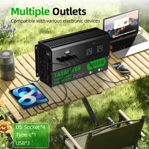 4000W/5000W/6000W Pure Sine Wave Inverter with US Outlets, Digital Display & 110V/60Hz Output - Thumbnail Image 2