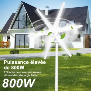Wind Turbines, Low Operating Vibration 800W 12V/24V Wind Turbines Generator, Built-in Controller 6-Blade Fan Wind Generator Kit - Thumbnail Image 2