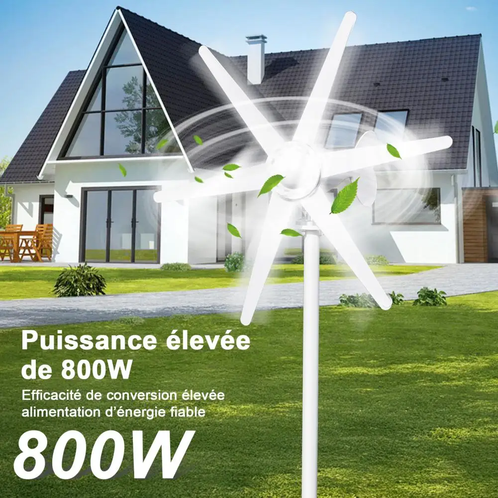 Wind Turbines, Low Operating Vibration 800W 12V/24V Wind Turbines Generator, Built-in Controller 6-Blade Fan Wind Generator Kit - Image 2