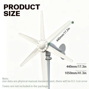 US Local Delivery EKPAOWE 2000W 12/24V Auto Horizontal Wind Turbine Generator Kit with Wind Controller MPPT for Off-Grid System Three-Phase AC Generator Off grid System For Household Use - Thumbnail Image 2