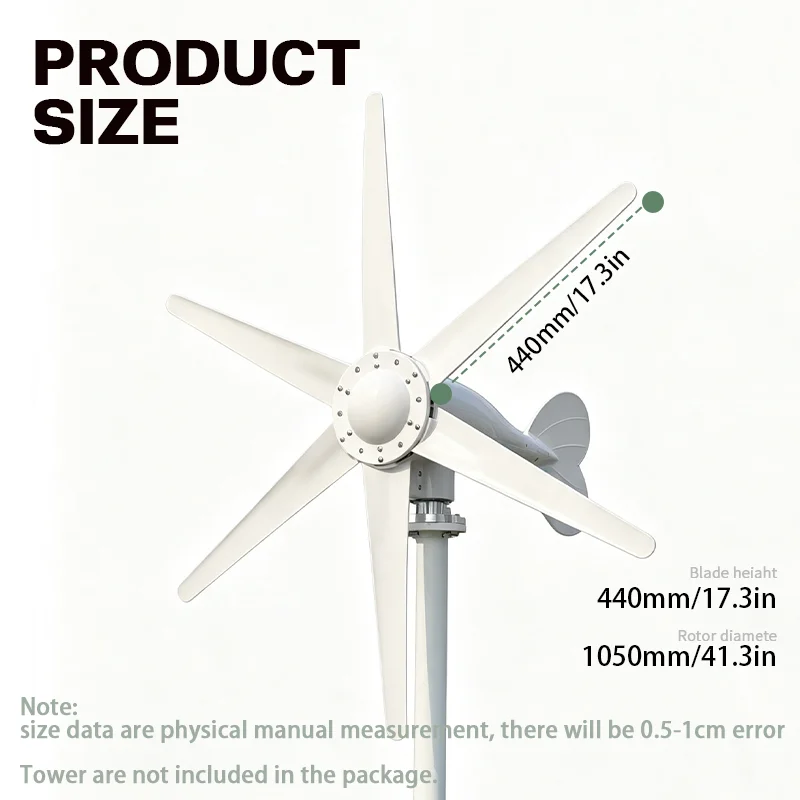 US Local Delivery EKPAOWE 2000W 12/24V Auto Horizontal Wind Turbine Generator Kit with Wind Controller MPPT for Off-Grid System Three-Phase AC Generator Off grid System For Household Use - Image 2