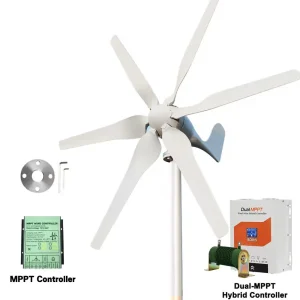 3000W Small Windmill 6 Blades 12/24/48V Wind Turbine Generator Kit with Wind-Solar Hybrid Controller Household Free Energy - Thumbnail Image 5