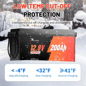 RVLithTime 12V 200Ah LiFePO4 Deep Cycle Battery 2560Wh with 200A BMS Low Temperature Cut-off 6000+ Cycles IP65 Waterproof Lithium Battery for RV Marine Travel Trailer & Off-Grid - Thumbnail Image 2