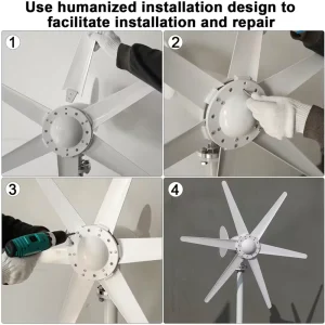 US Local Delivery EKPAOWE 2000W 12/24V Auto Horizontal Wind Turbine Generator Kit with Wind Controller MPPT for Off-Grid System Three-Phase AC Generator Off grid System For Household Use - Thumbnail Image 3