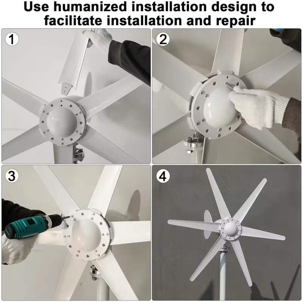 US Local Delivery EKPAOWE 2000W 12/24V Auto Horizontal Wind Turbine Generator Kit with Wind Controller MPPT for Off-Grid System Three-Phase AC Generator Off grid System For Household Use - Image 3