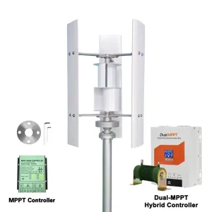 Small Windmill 12/24V 3000W Vertical Wind Turbine Generator Kit with Wind-Solar Hybrid Controller Household Free Energy - Thumbnail Image 6