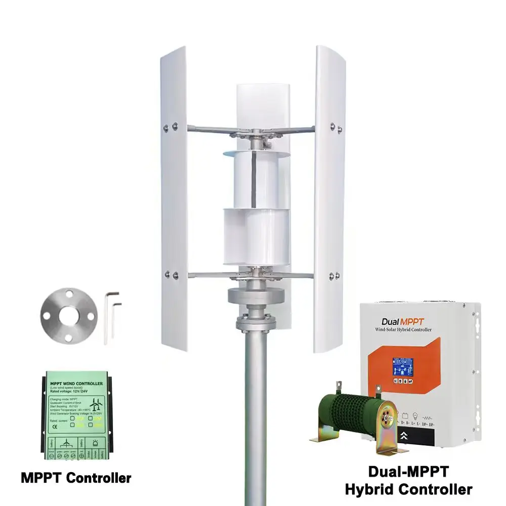 Small Windmill 12/24V 3000W Vertical Wind Turbine Generator Kit with Wind-Solar Hybrid Controller Household Free Energy - Image 6