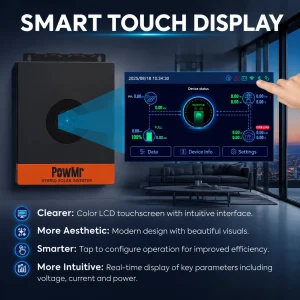 PowMr 12.5KW 8KW Split Phase Inverter 110V or 220V Hybrid Solar Inverter 48V Dual Output Off Grid Inverter with MPPT 200A 120A Solar Battery Charger Parallel Up to 6 Units - Thumbnail Image 3