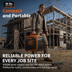 4500W Portable Inverter Generator Gas Powered For Home Camping RV Quiet CO Sensor USB Ports 1.59Gal Tank RV Ready - Thumbnail Image 7