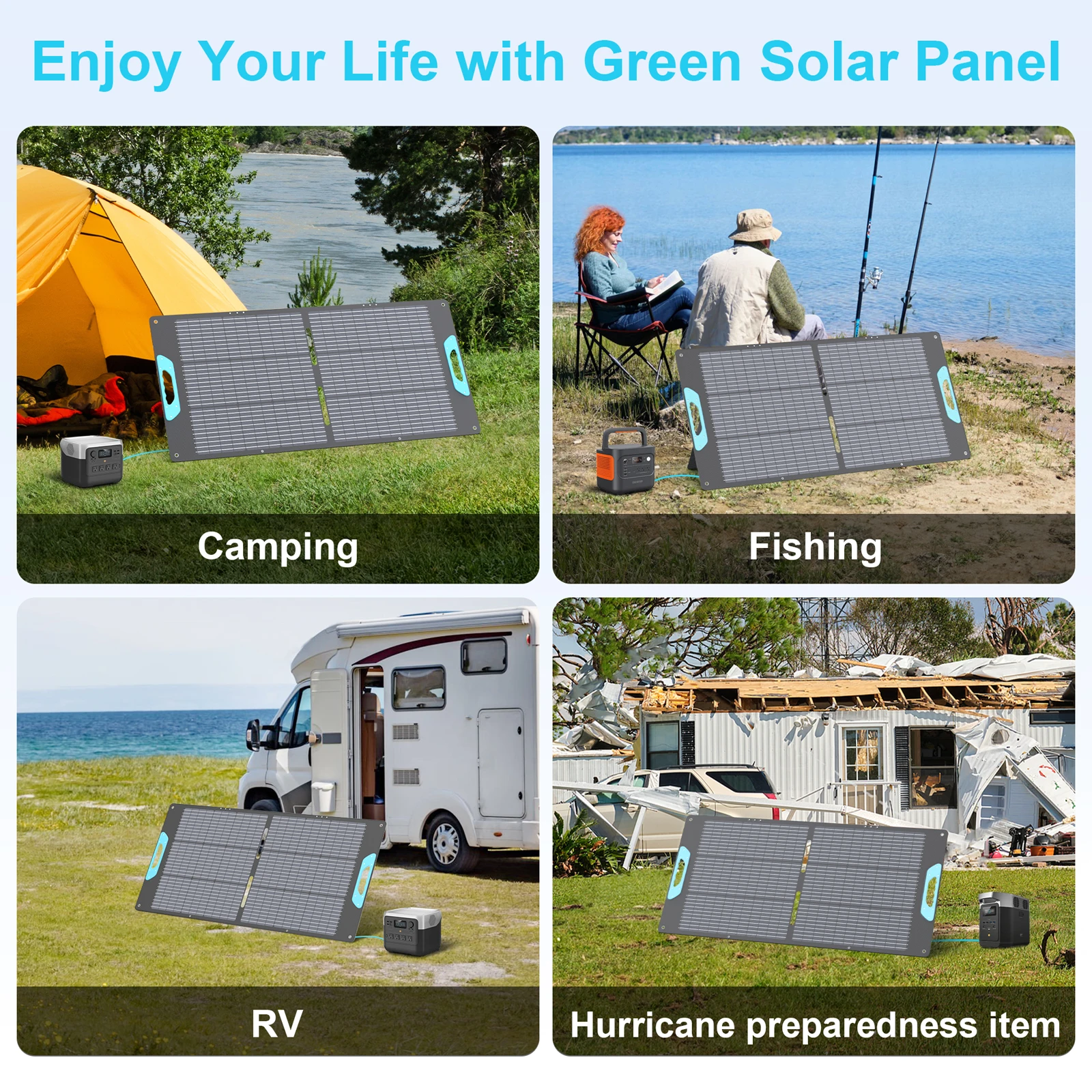 E-POWO 110W Bifacial Portable Solar Panel for Power Station, High Efficiency Foldable Solar Panels Charger, USB-A &Type-C Output, IP67 Waterproof for RV, Outdoor Camping, Off Grid Blackouts - Image 5
