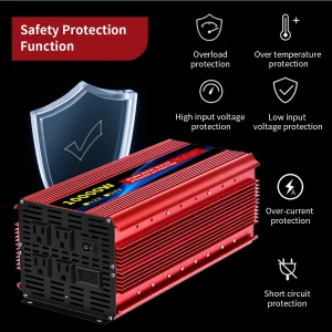 Power Inverter 10000W DC 12V to AC 110V 60HZ Pure Sine Wave Inverter with LCD Display Remote Control 4AC Outlets - Thumbnail Image 3